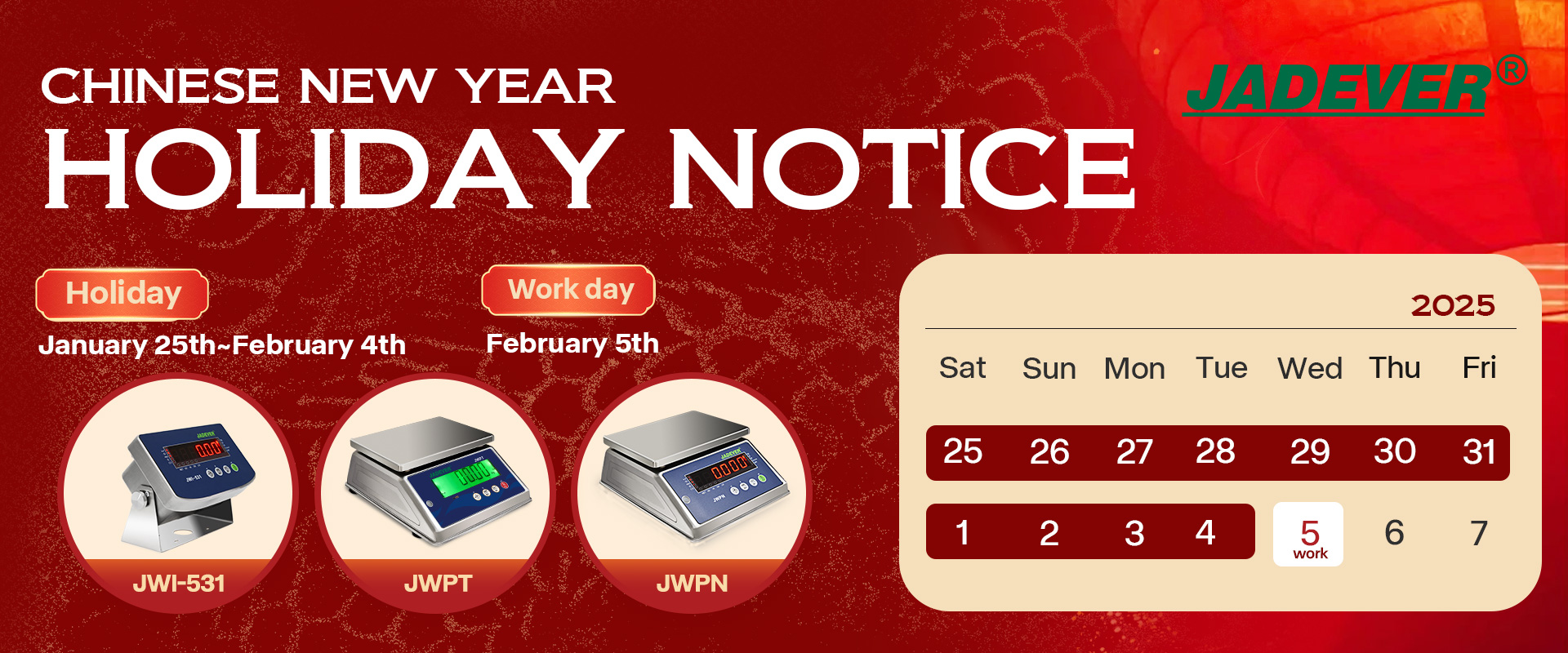 Holiday Notice - Chinese Lunar New Year