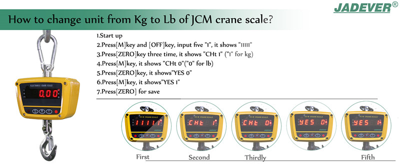 comment changer l'unité entre le kg et le lb de la balance à grue JCM
