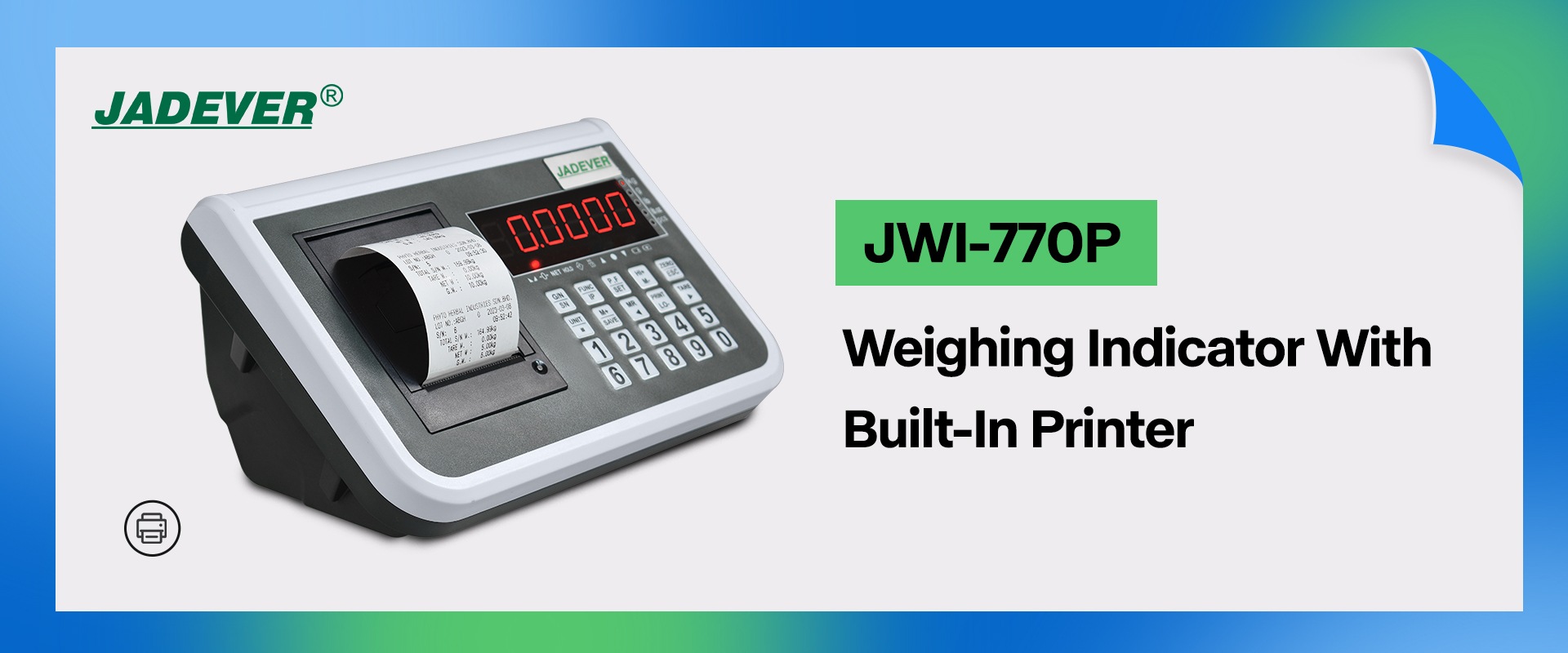 L'indicateur de pesage à impression intégrée JADEVER JWI-770P simplifie la gestion du pesage.