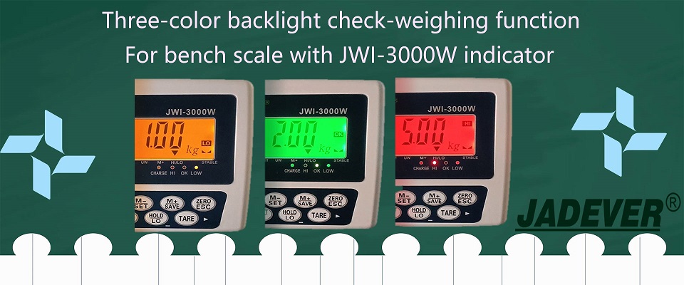 Fonction de contrôle de pesée à rétroéclairage tricolore pour balance de table avec indicateur JWI-3000W
